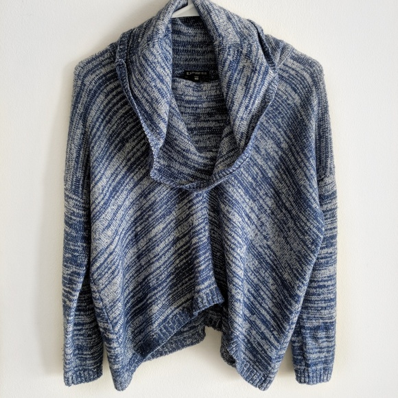 Oversized Marled Cowl Neck Sweater Blue XS - Picture 2 of 8